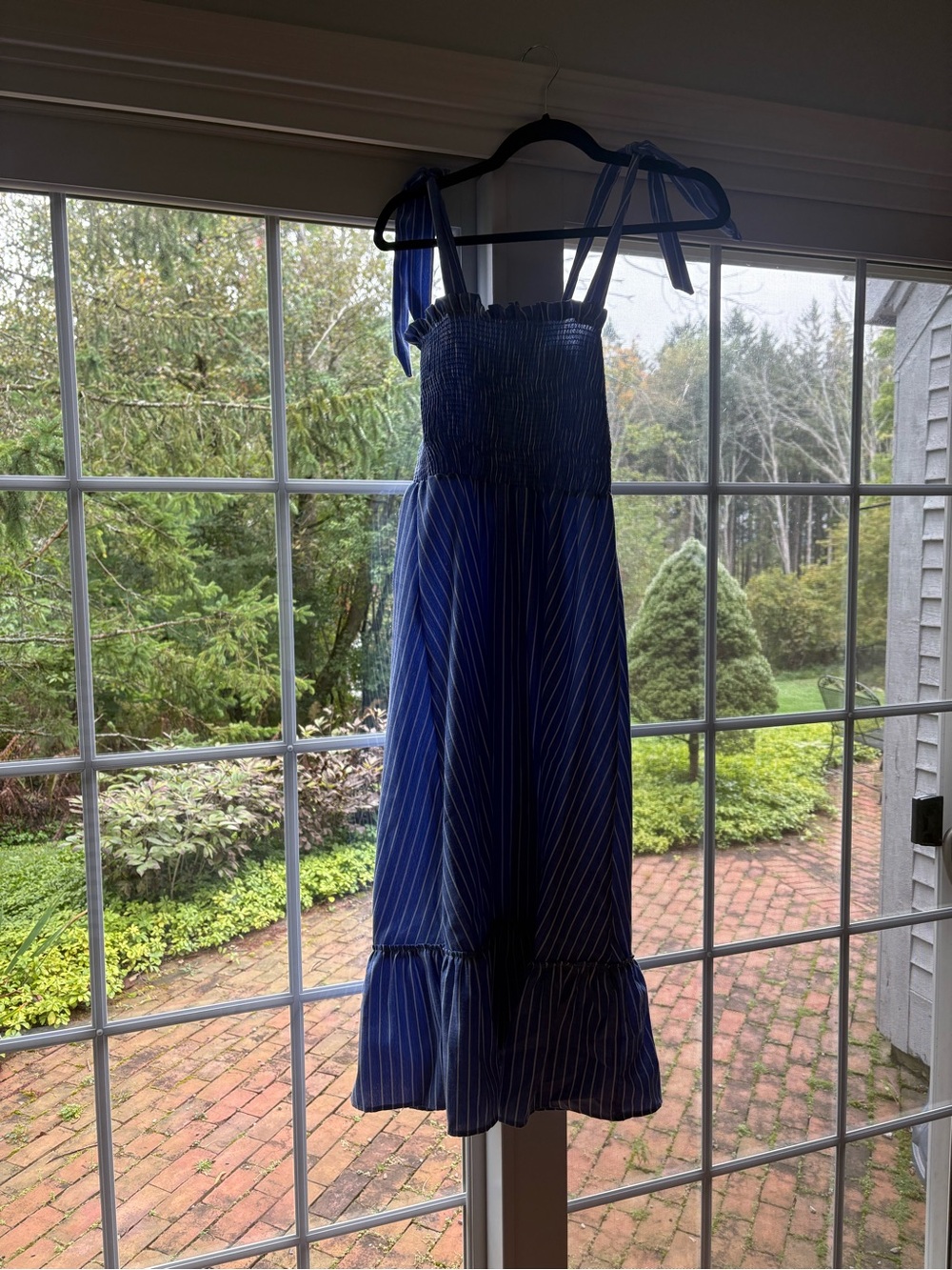 Peixoto Blue Striped Tie-Shoulder Sundress